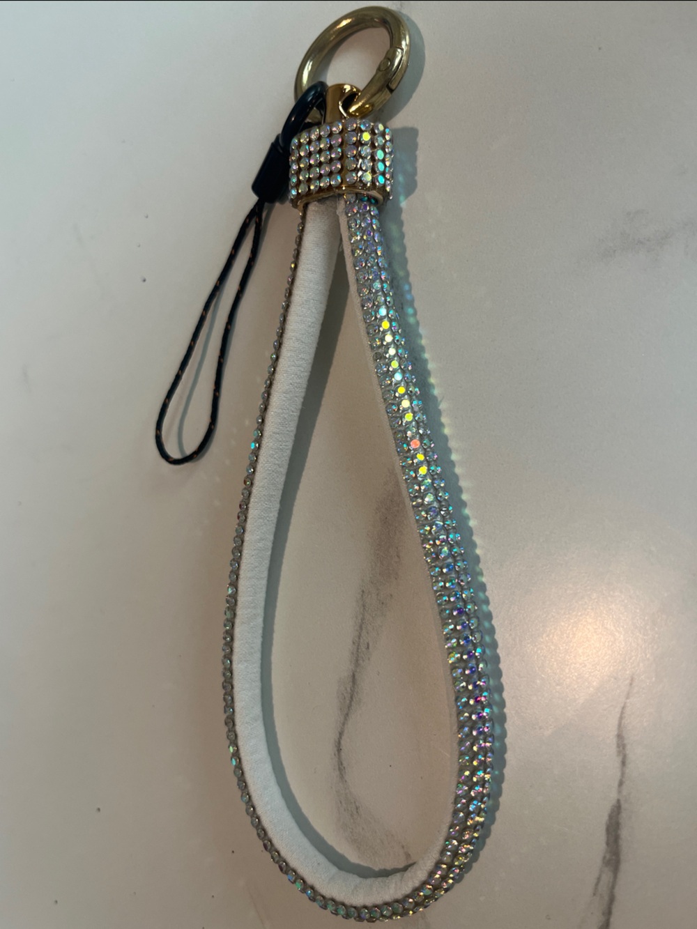 Crystal Rhinestone Wristlet Keychain - White